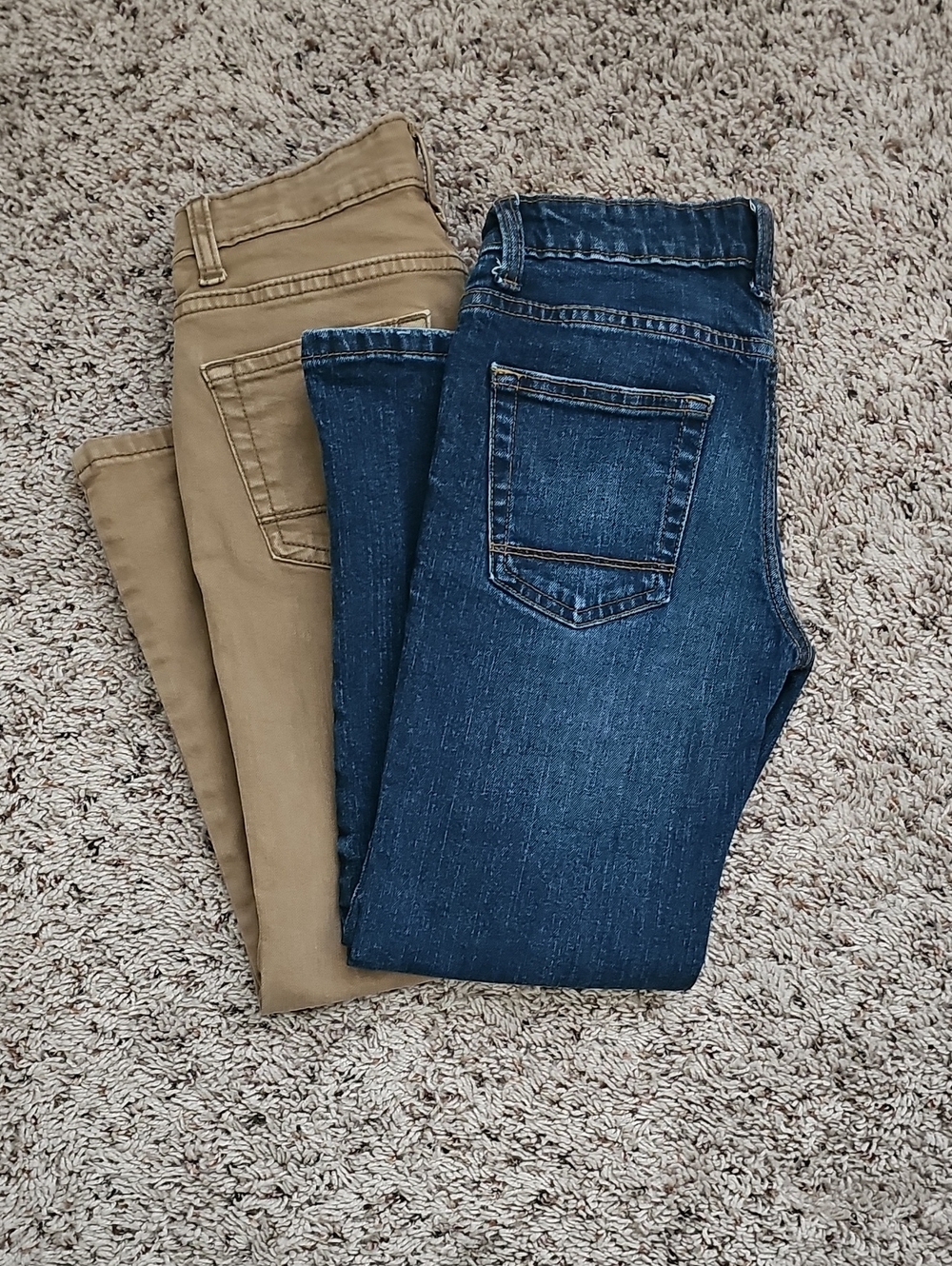 Boy's Blue Denim & Tan Jeans